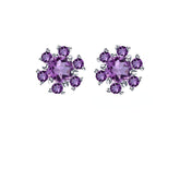 Natural Colourful Jewelry Flower Design Sterling Silver Studs Earrings for Women